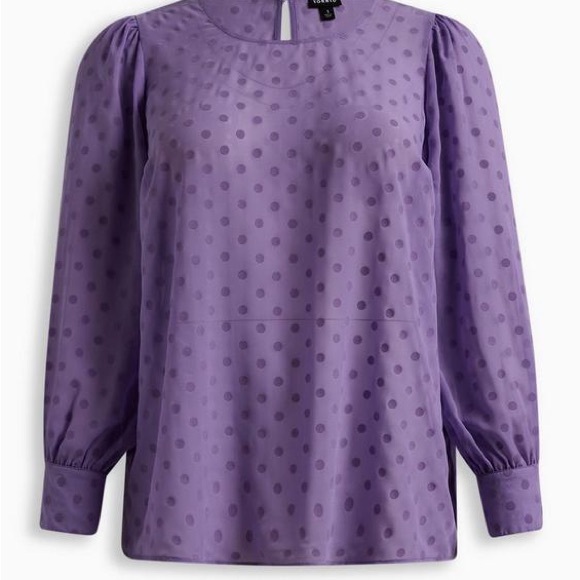 Torrid Chiffon Clip Dot Puff Sleeve Semi-Sheer Blouse Lavender (Size 4X 26) - Picture 1 of 14
